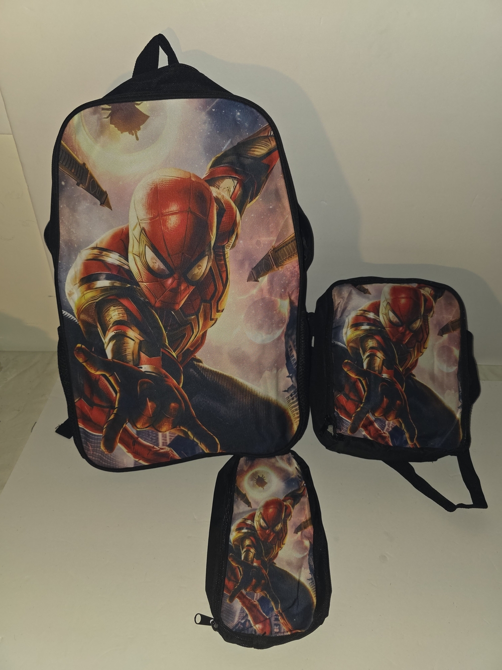 Black Spider-Man Graphic Backpack Set - Red